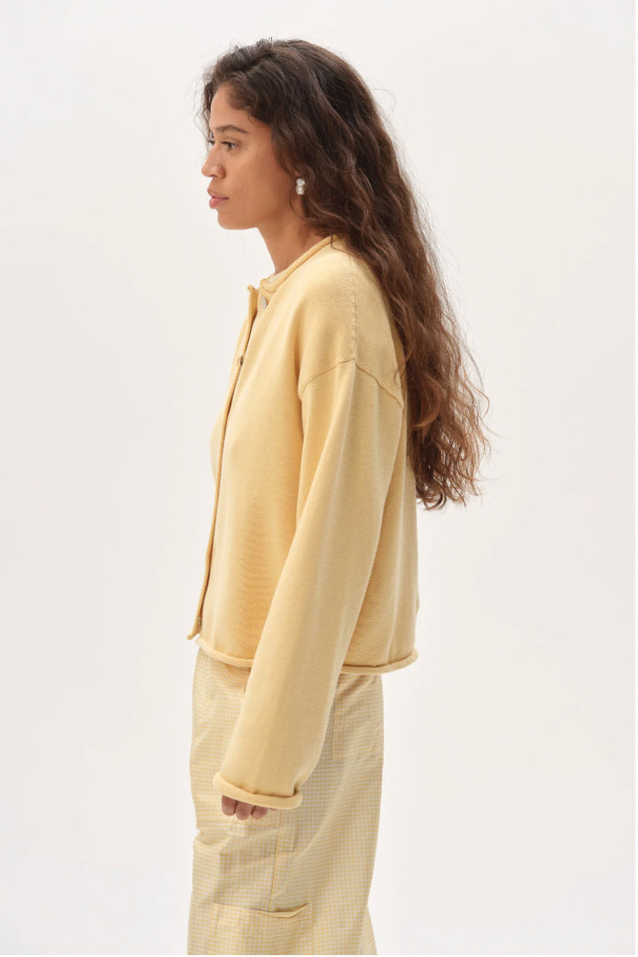 The Cotton Knit Roll Cardigan - Butter