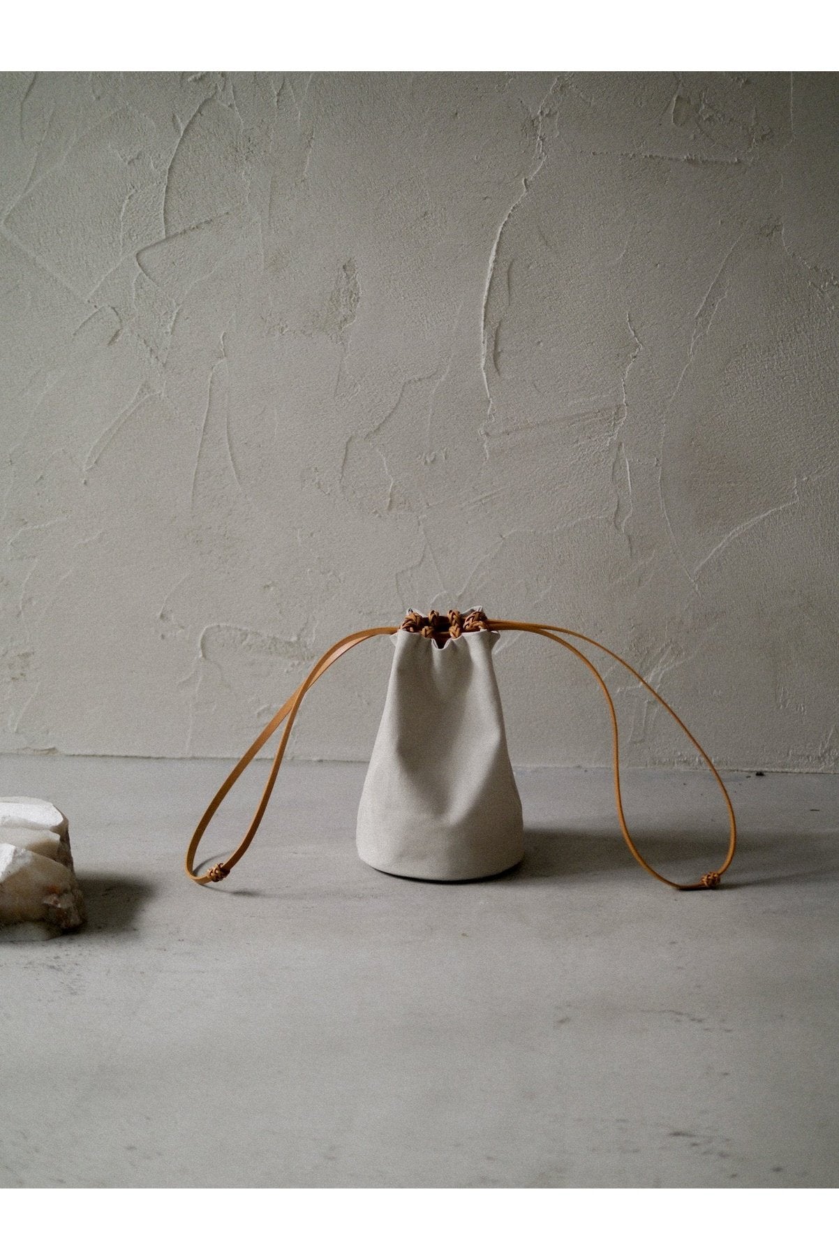 Woven Drawstring Bucket Bag