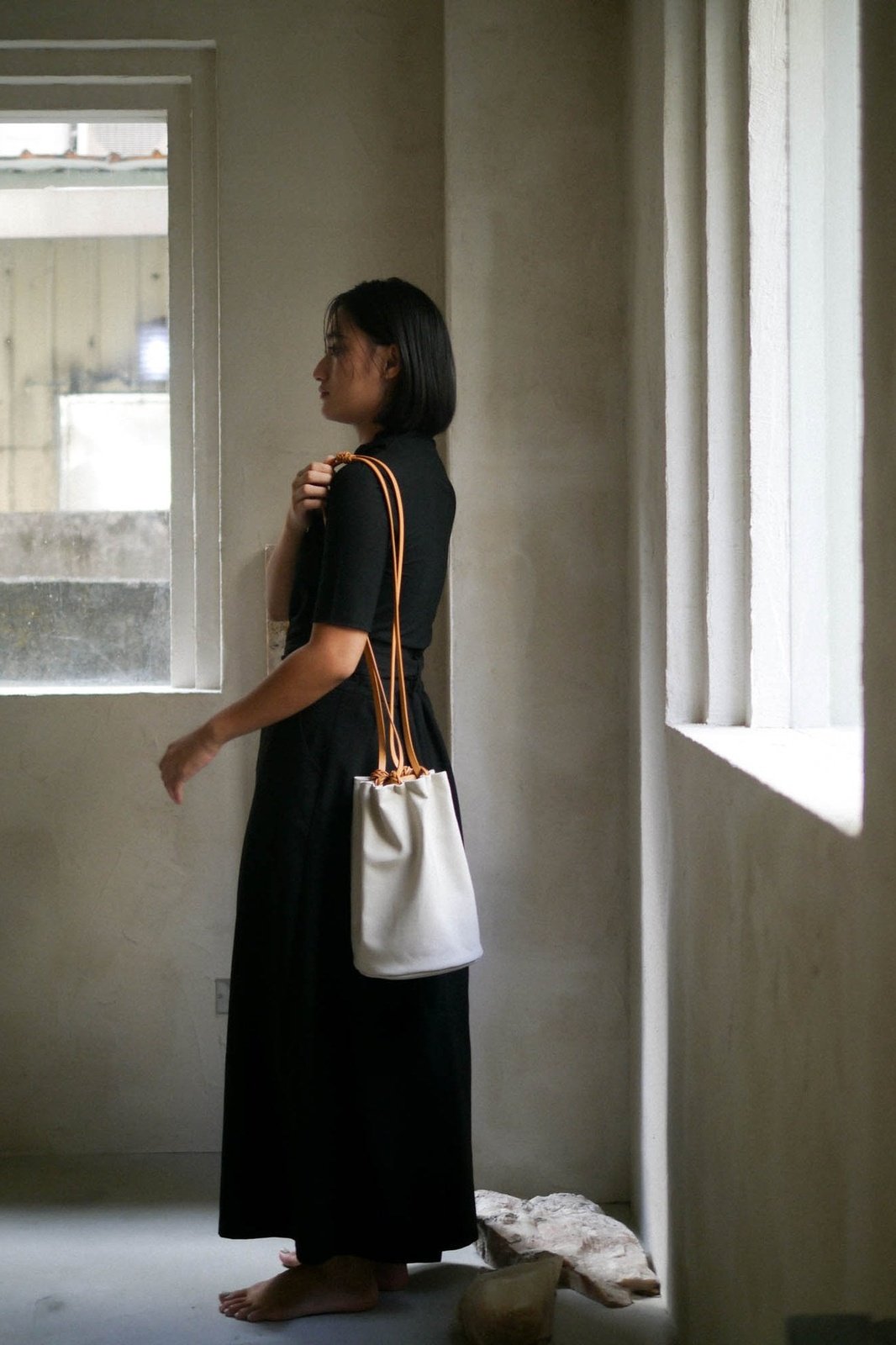 Woven Bucket Bag in Ivory | Alma